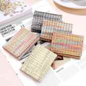 韩版 搭扣钱夹 ins折叠钱包女卡包学生大容量草编纹零钱包创意短款