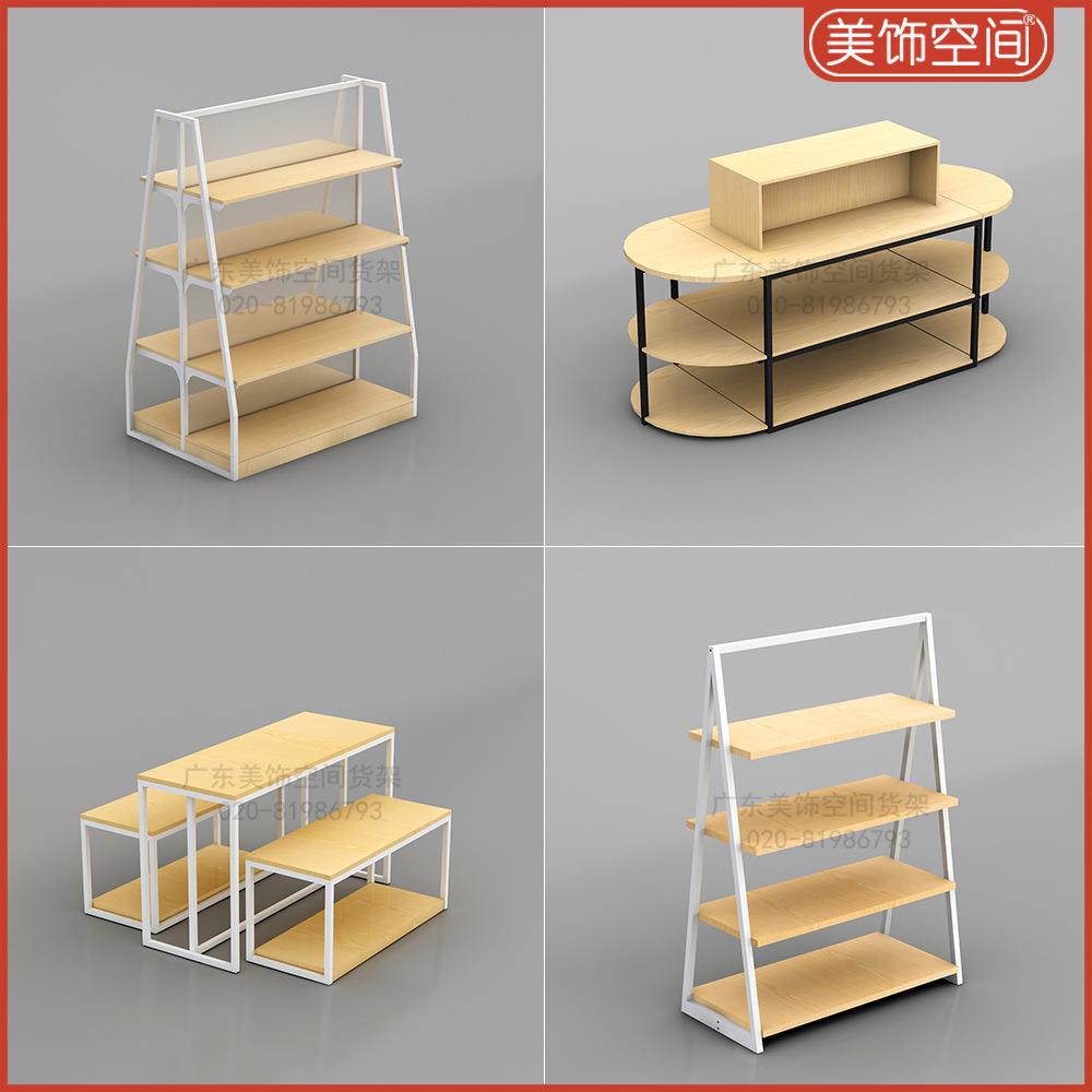 精品店货架名创超市百货堆头特价中岛柜优品塔型流水台钢木商陈列