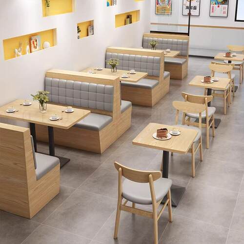 餐厅桌椅主题餐饮汉堡火锅烤肉奶茶店咖啡厅靠墙卡座沙发组合