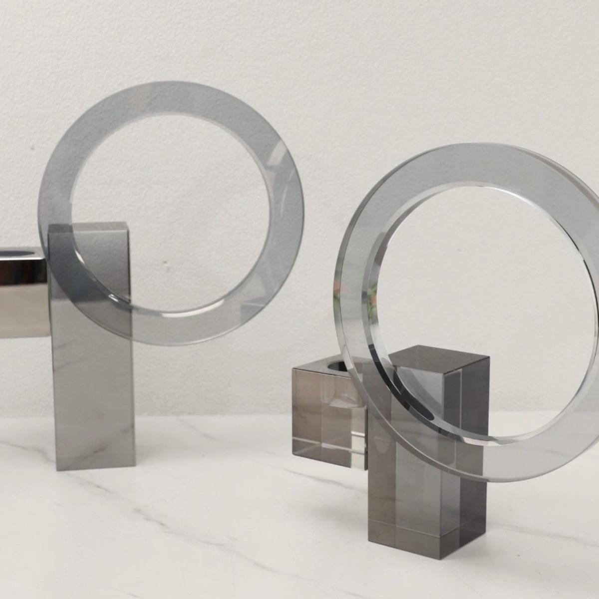 现代轻奢几何水晶烛台摆件电视柜客厅玄关茶几样板间家居软装饰品