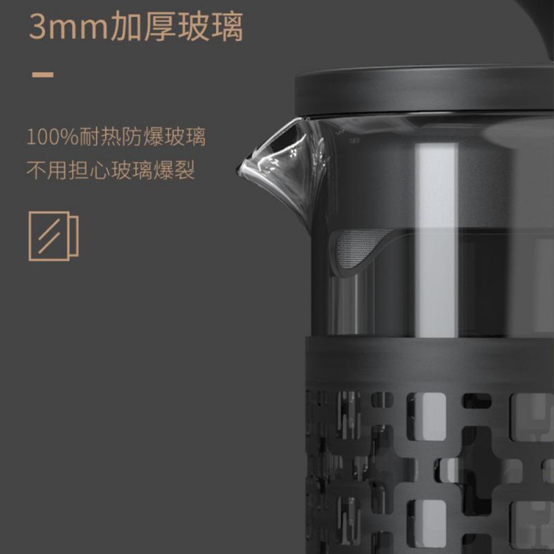 高硼硅玻璃法压壶 仿古铜电镀做旧手冲咖啡壶1000ML咖啡器具