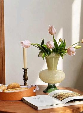 中古法式复古高脚铃兰风灯花瓶中古琉璃花瓶装饰品高颜值艺术玻璃