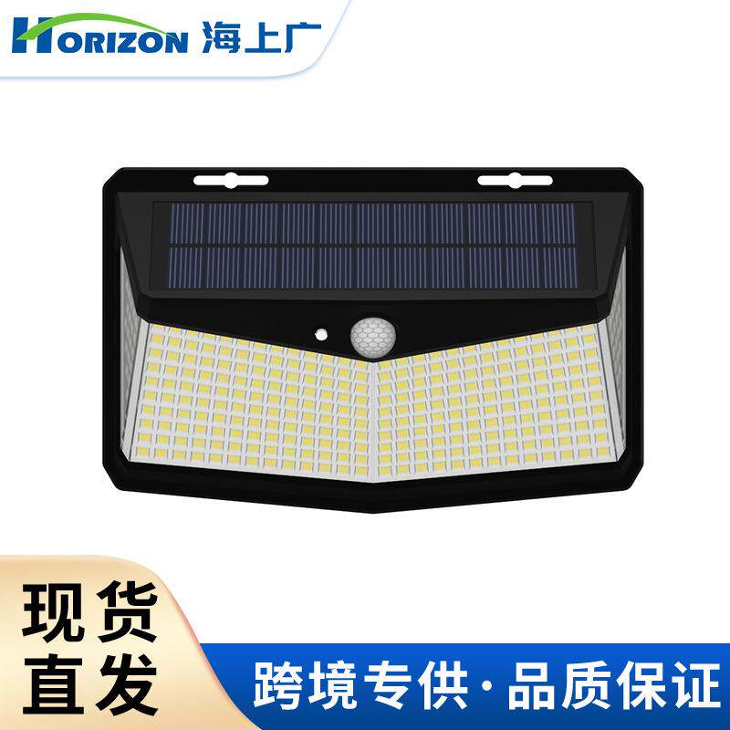 太阳能灯户外庭院防水三面发光壁灯人体感应新农村别墅照明灯跨境