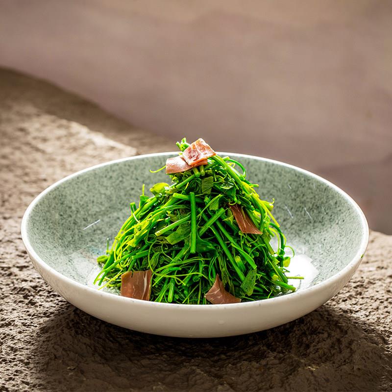 酒店陶瓷圆形色釉凉菜碗9英寸饭厅会所高级素食饭厅彷石纹冷盘子