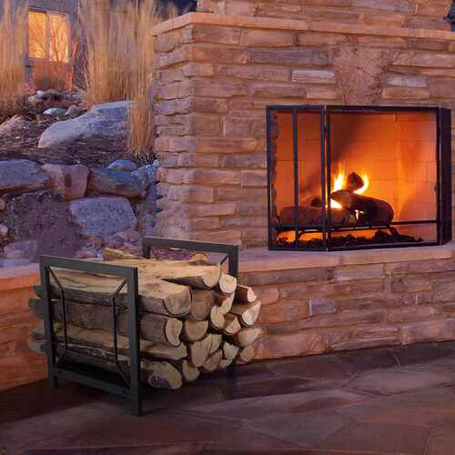 地堆放储存烧火拆装木头木柴欧式柴火架可小型置金属简易架架