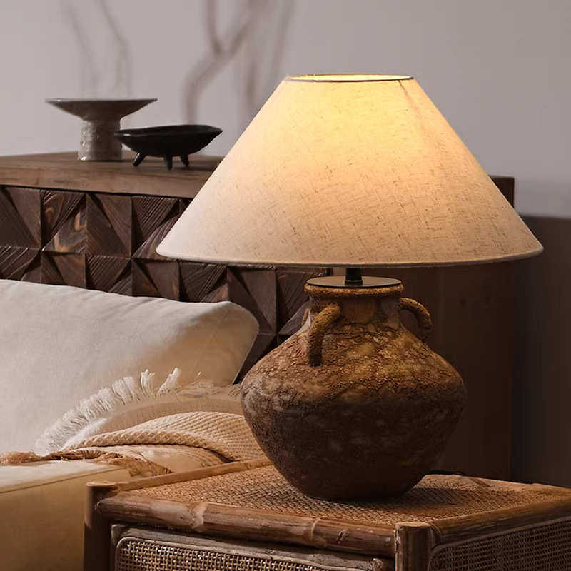 中古侘寂风陶瓷台灯 创意现代新中式酒店民宿卧室床头灯 样板间灯,家装灯饰光源,装饰台灯,淘宝优惠券,粉丝福利购,淘宝优惠卷