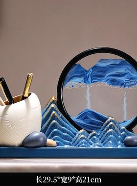 正品谢师纪念业品一帆风顺帆船摆老件流沙日画 画办公室生毕礼物