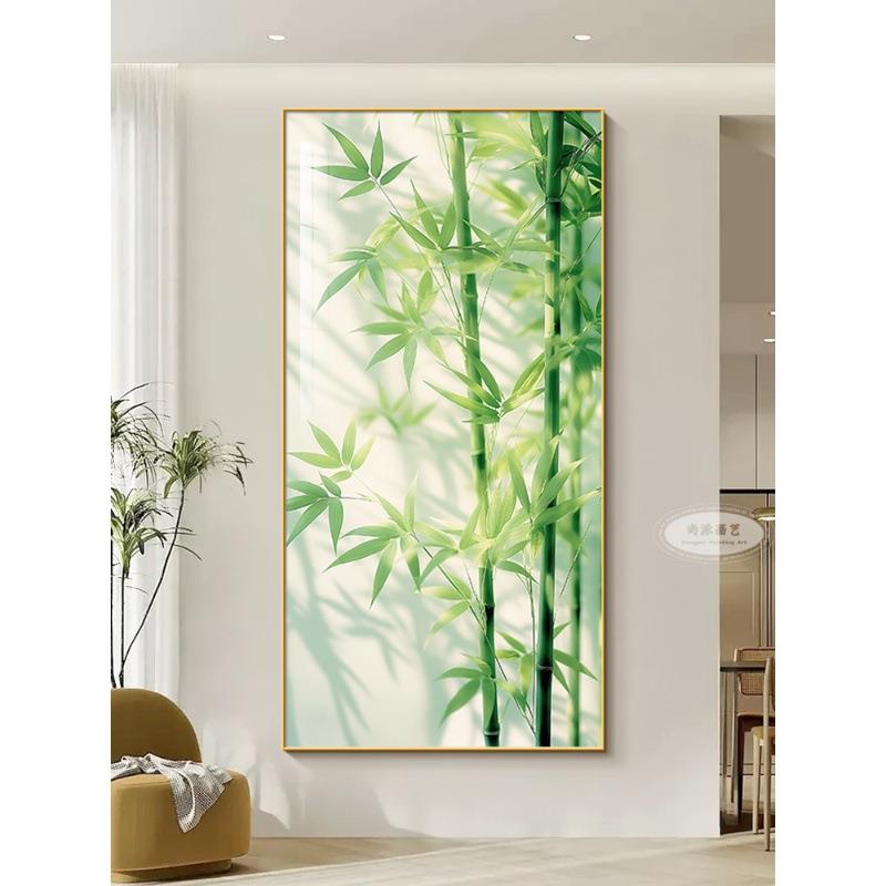 竹报平玄关画入户过新道走廊装安画款GEH客厅茶饰室节节高升竹子