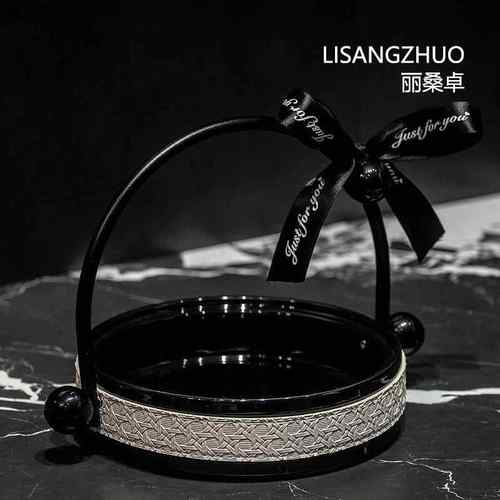 法式复古台客厅茶几用LSZ0000J桌面前装饰品果盘收纳摆件家盆手提