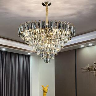 轻奢水晶吊灯客厅灯后现代简约餐厅灯大气高端卧室灯广东中山灯具