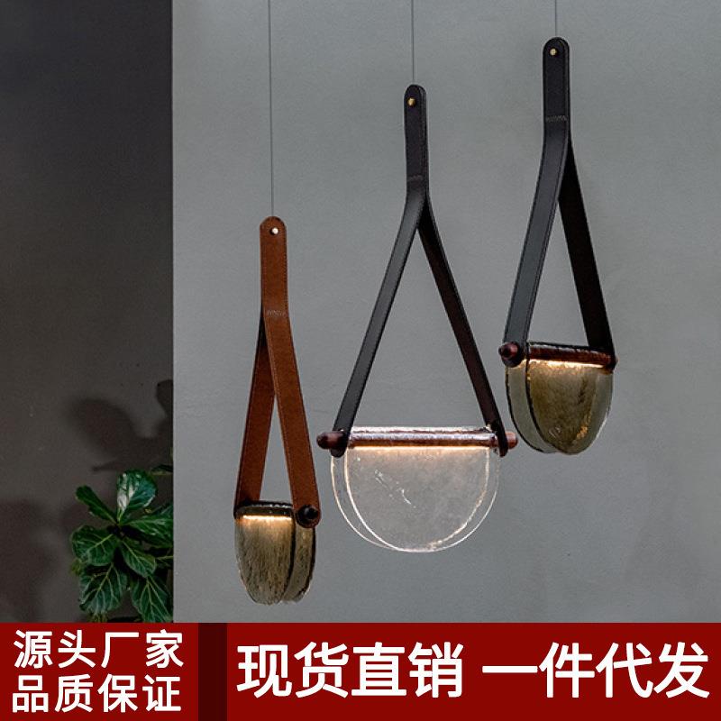 创意皮革设计吊灯样板房民宿服装店展厅简约玻璃衣帽间高级感吊灯