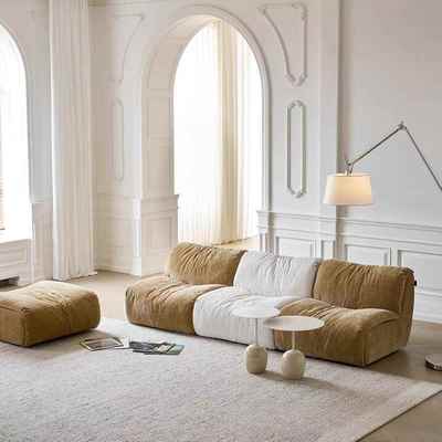 诺诺布艺沙发新款羽绒复古风小户型可拆洗拼色自由组合模块沙发