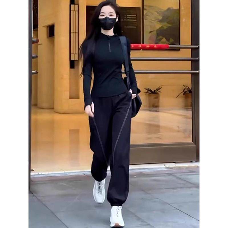 时尚休闲运动套装女夏季2025年新款高级感户外防晒上衣长裤两件套