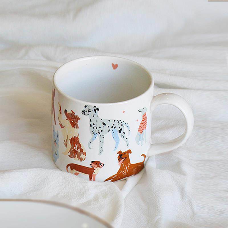 狗狗陶瓷杯子可爱卡通动物水杯咖啡杯大容量马克杯耐高温小狗杯