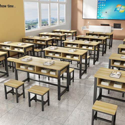 学生课桌椅班训桌辅导班学校培书桌托管习补班写字桌OKF教室书法