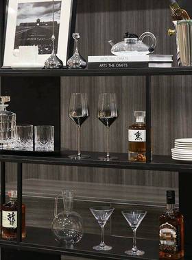 现代简约样板间酒柜软装搭配售楼处客厅柜酒杯酒具装饰品摆件