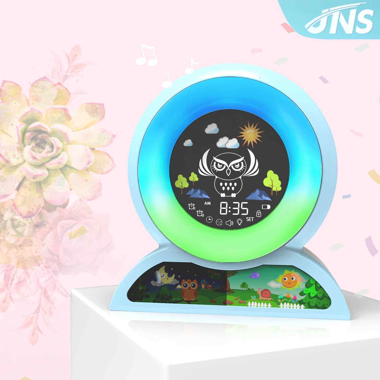 儿童闹钟多功能睡眠创训练钟卡通意JS2719动物唤醒钟七彩灯台钟有