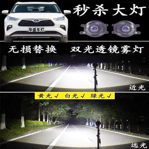 适用汉兰达RAV4荣放威飒普锐斯威驰CHR改装LED双光透镜前雾灯大灯
