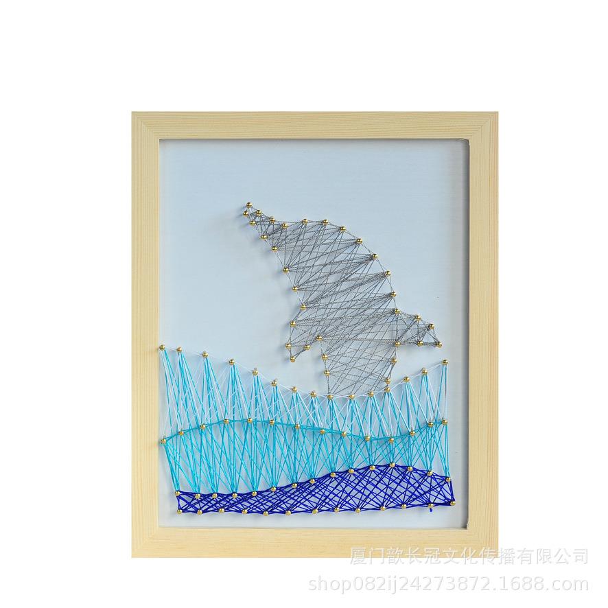 跳跃海豚钉子画绕线画弦丝画活动diy材料包