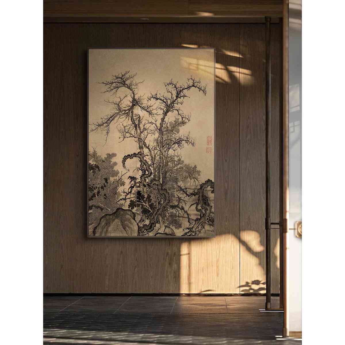 新中式玄关茶室竹报平安装饰画禅意样板房楼梯挂画酒店书房立体画图片