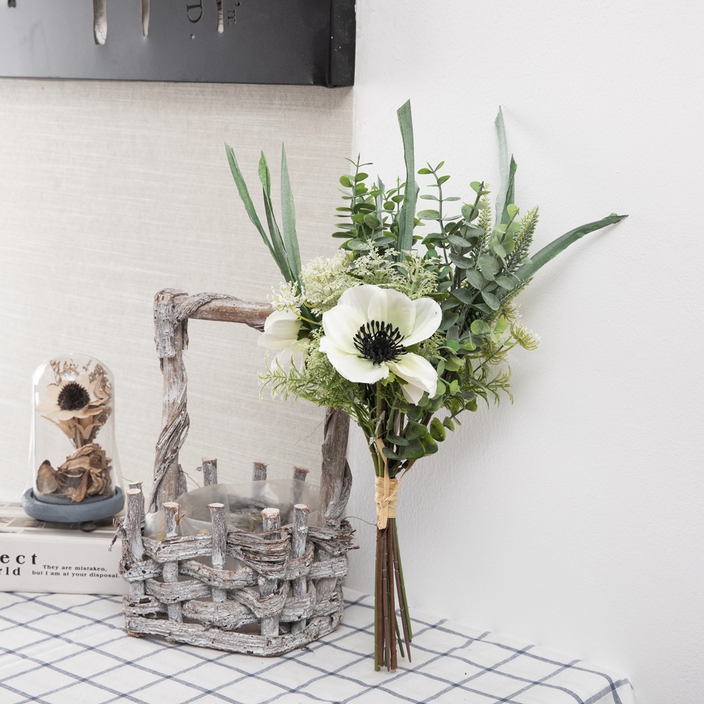 仿花轮茶花手真札家居F装饰花设计婚庆手捧花束墙饰墙CF01155挂C0