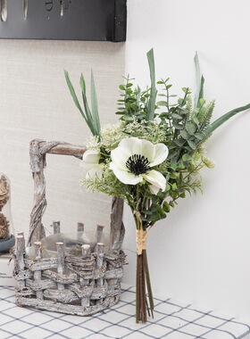 仿花轮茶花手真札家居F装饰花设计婚庆手捧花束墙饰墙CF01155挂C0