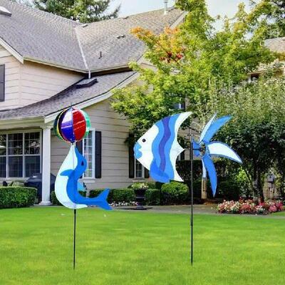 Windmill Decorations 2X Yard Windmill Decor With Dolphin