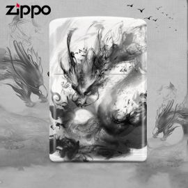 zippo打火机正版 中国风水墨龙 zipoo男士防风龙战于野