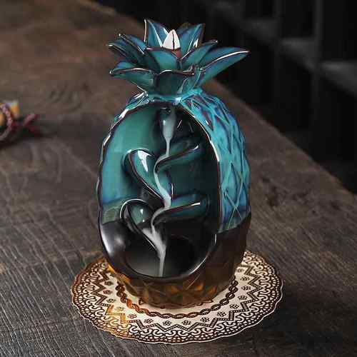 跨境菠萝左右逢源倒流香薰炉创意欧式风格凤梨倒流香香炉摆件原创
