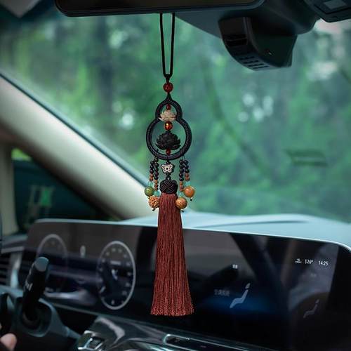 正品黑莲花佛汽龛车挂件檀吊饰后视镜苏流男女款平安挂饰