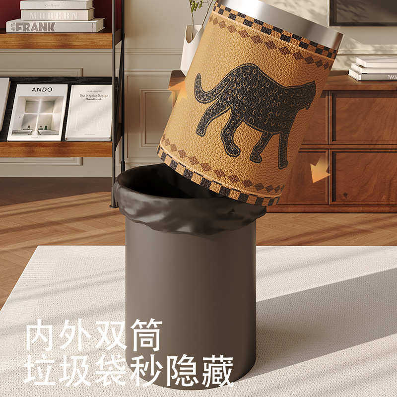 中家用古风卧室复古大号轻2025颜垃圾桶新款客厅奢值高档卫生间高