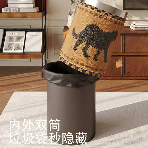 家用创意高级画风高油客厅感颜垃圾桶2025值卫生间卧室新款桶卫生