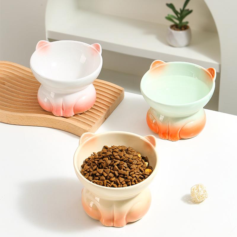 亚马逊出口可爱猫碗陶瓷猫咪碗宠物碗宠物用品猫粮碗猫盆狗碗新款