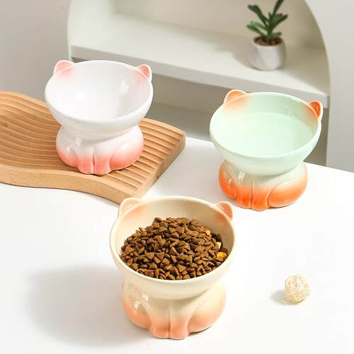 亚马逊出口可爱猫碗陶瓷猫咪碗宠物碗宠物用品猫粮碗猫盆狗碗新款