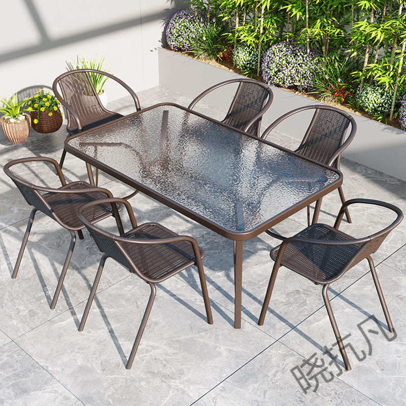 xkf4户外桌椅庭院露天防水防晒休闲折叠一桌四椅花园院子喝茶组合