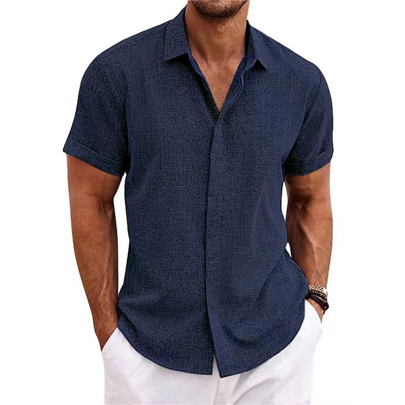 Mens linen short-sleeved T-shirt loose sweatshirt solid