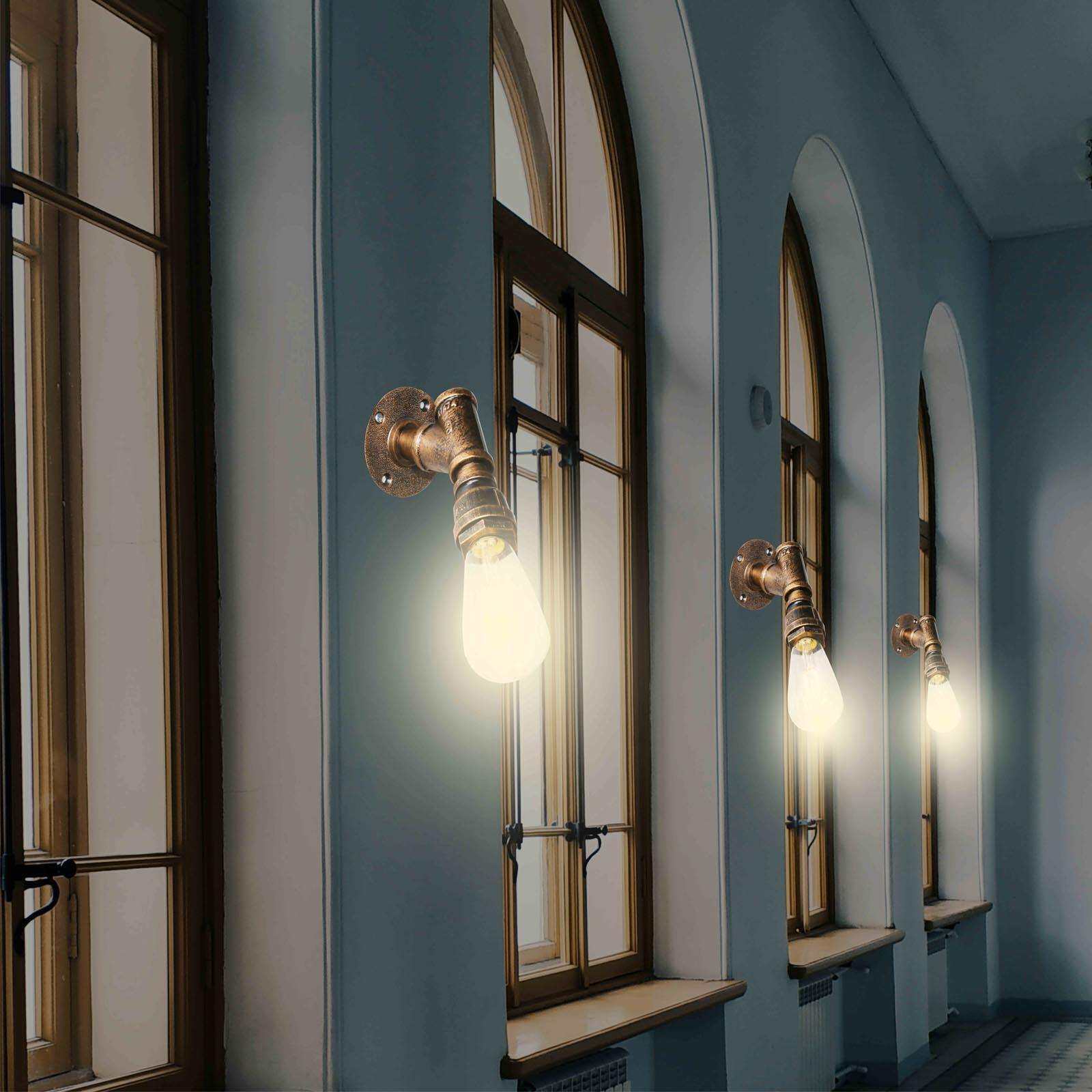 欧式复古创意水管壁灯卧室美式乡村个性过道走廊灯具工业风墙壁灯