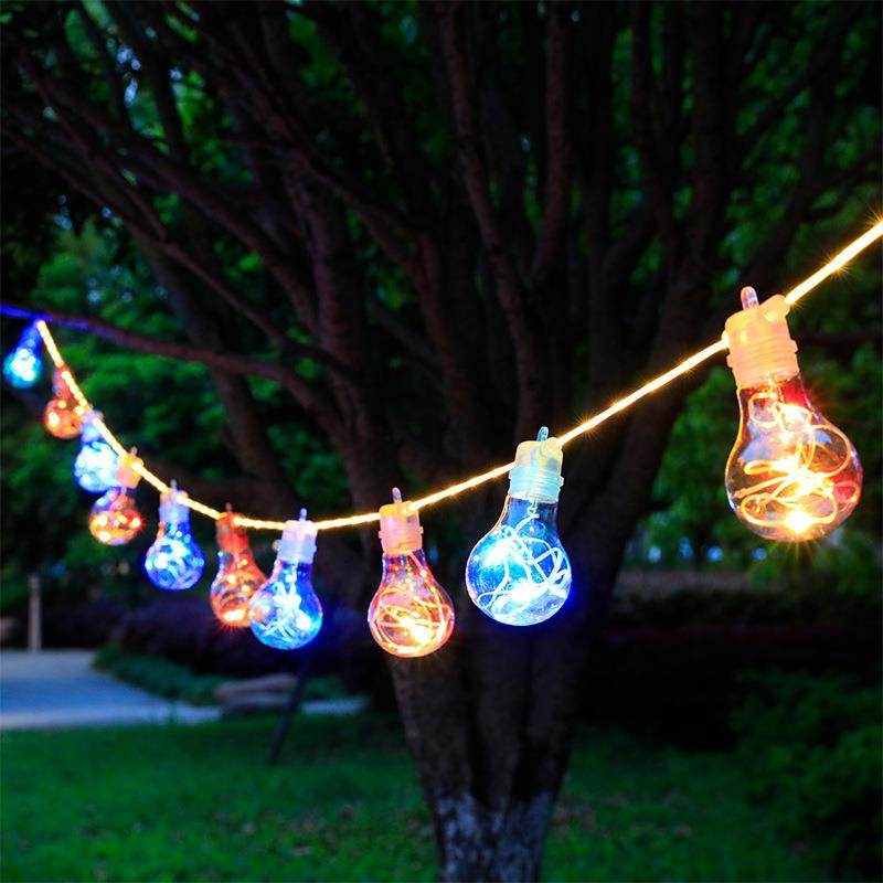 太阳能庭院户外led球泡灯串管子球泡灯露营氛围小圆球灯串