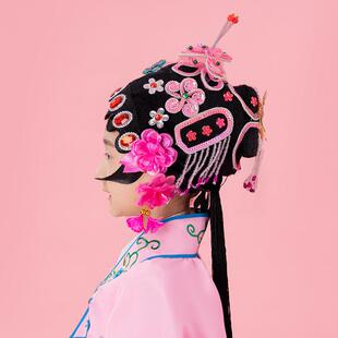 戏曲儿童头饰女花旦大全套戏剧青衣花旦包头头饰小姐包头戏剧头套