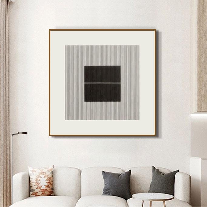 大芬油画村装饰画客厅现代简约抽象艺术黑白几何室内意式极简挂画图片