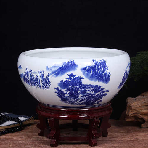 陶瓷缸景德镇花盆水培碗莲盆睡莲绿萝多肉花盆客厅摆件金鱼缸厂家