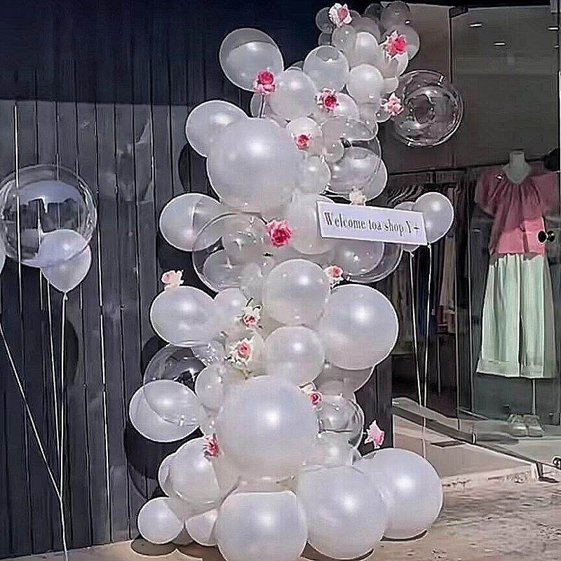 珠光白色气球5101218寸大小球唯美婚礼生日派对布置装饰珍珠色