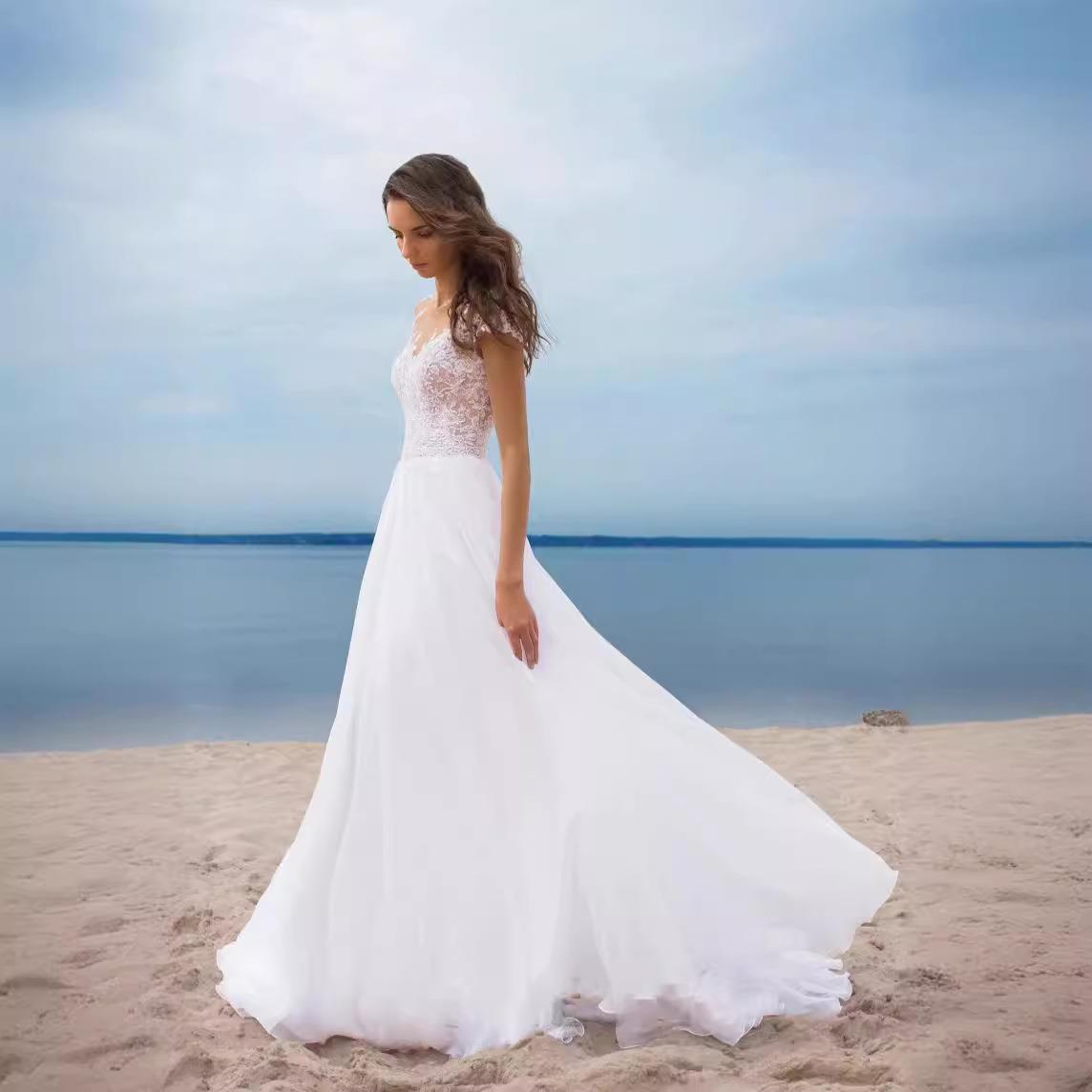 Plus size womens lace chiffon dress prom white evening slit