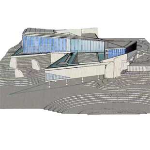 摆件工艺品建筑环艺模型成品山海美术馆实体模型激光未拼装激光切