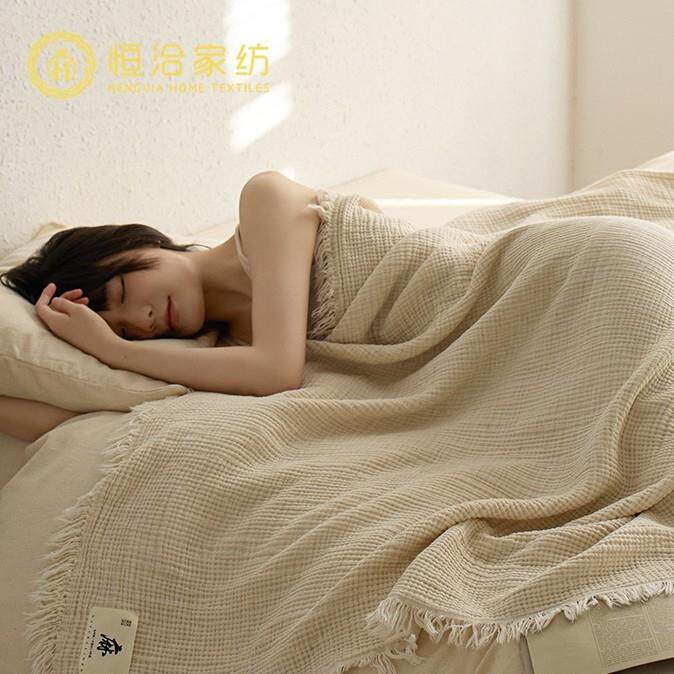 麻本色.亚麻棉麻多功能四层纱飘窗盖毯休闲卧室飘窗办公室午睡毯