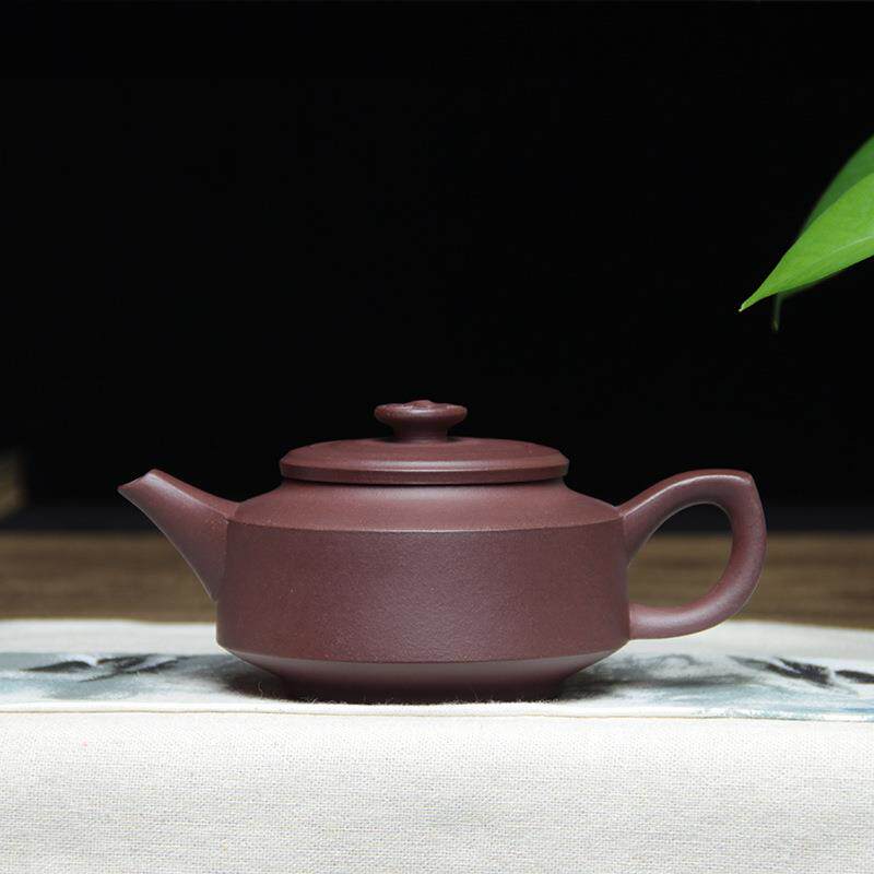 宜兴扁壶紫砂壶纯手工大容量原矿紫泥家用泡茶壶茶具冬梅300ml