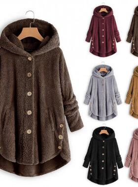 Faionable Winter Womens Button-Up Plu Jaet Irregular Pure