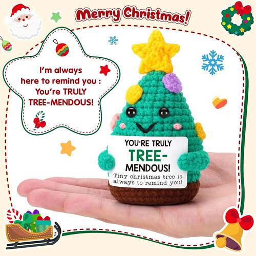 Mini Handmade Christmas Tree Crochet Decor Merry