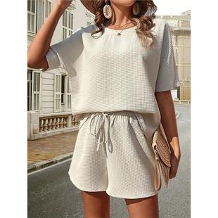 2024 Piece Two New Foreign Women Short Set Sleeve For Style
