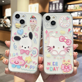 卡通少女心hellokitty猫咪小狗适用iphone14promax手机壳，适用苹果13可爱12硅胶，15软壳x防摔xr全包8plus情侣76